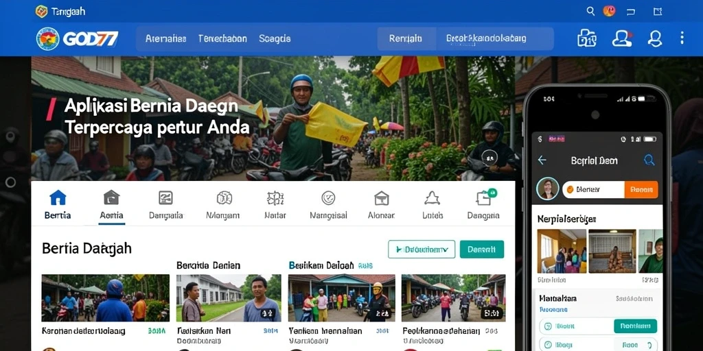 Tampilan antarmuka aplikasi GOD77 yang menampilkan berita daerah.