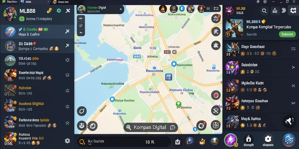 Tampilan antarmuka utama MLBB8 menampilkan kompas digital yang akurat.