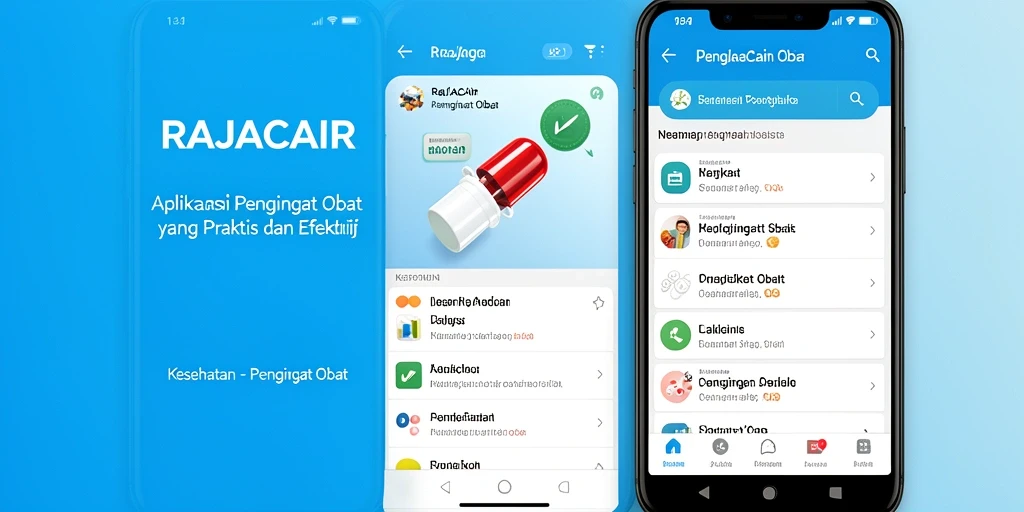 Antarmuka RAJACAIR yang rapi dan fungsional untuk pengingat obat.