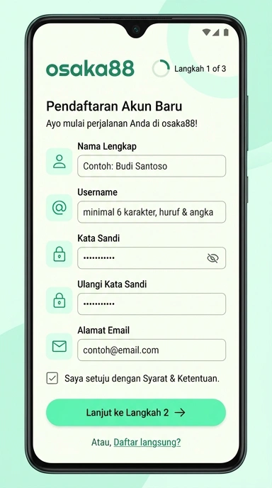 Tampilan halaman daftar osaka88