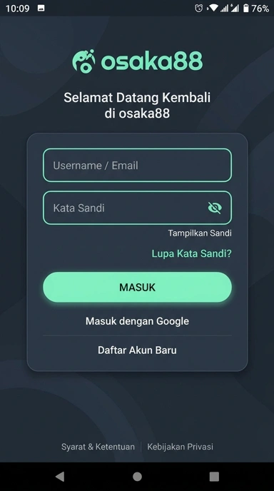 Tampilan halaman login osaka88